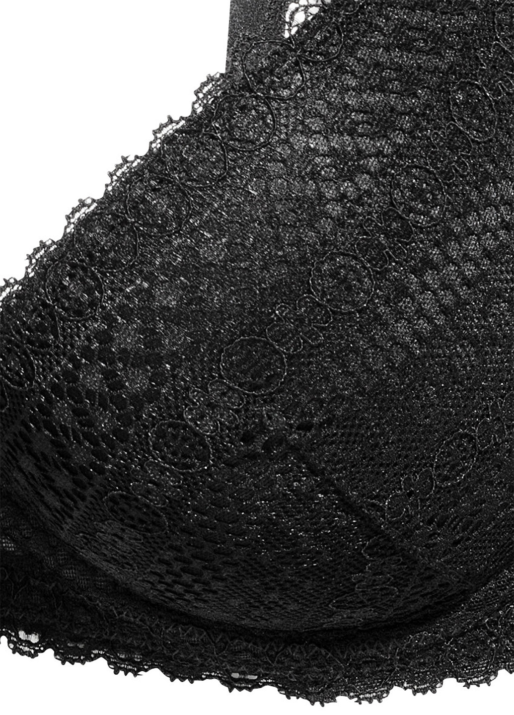 Чёрный бюстгальтер H&M с косточками кружево, полиамид