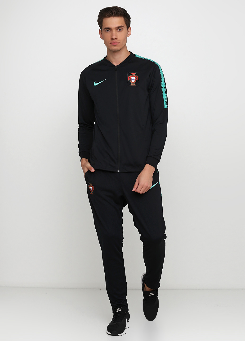 Черный демисезонный костюм (олимпийка, брюки) брючный Nike FPF M NK DRY SQD TRK SUIT K