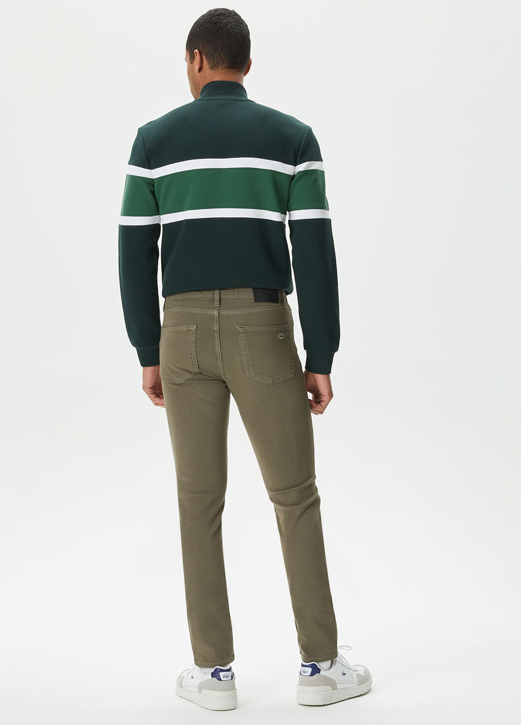 Хаки демисезонные слим джинсы Lacoste