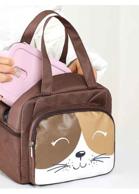 Темосумка для ланча/lunch bag с карманом Котёнок, коричневая No Brand (252644116)