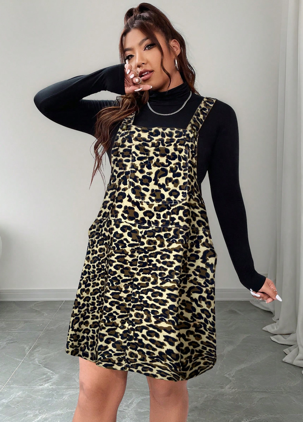 Демисезонный женский сарафан SHEIN леопардовый