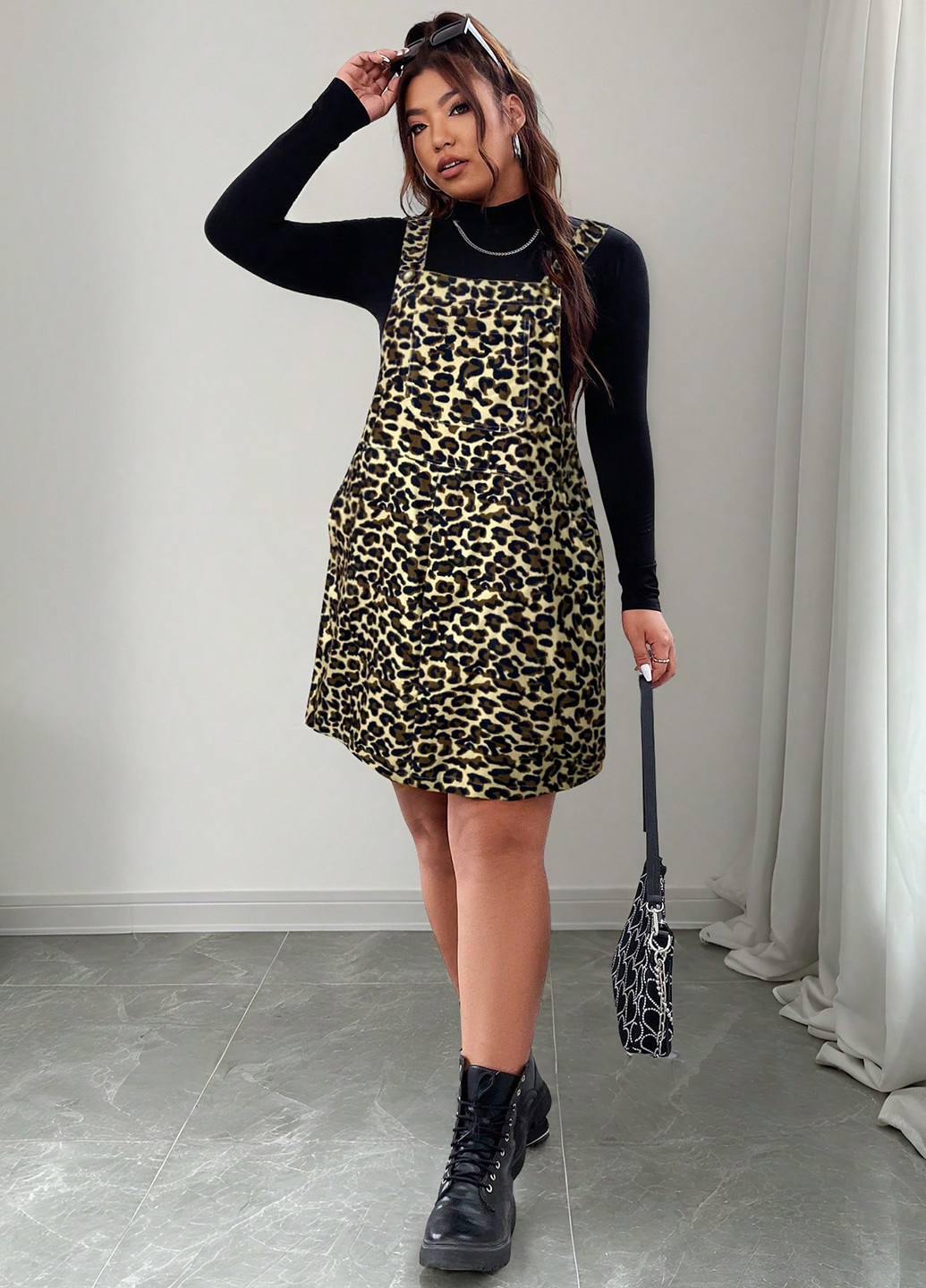 Демисезонный женский сарафан SHEIN леопардовый