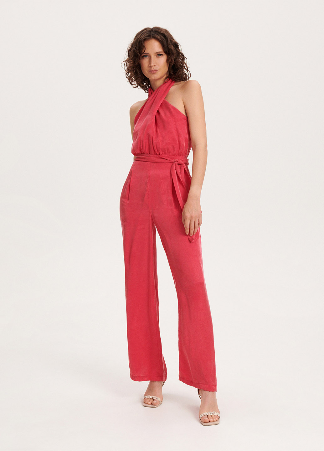 Комбінезон Reserved комбінезон-брюки однотонний темно-рожевий кежуал ліоцелл