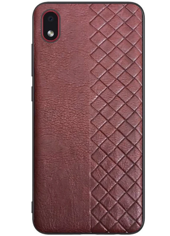 Кожаная накладка WeaveSide (PU) для Samsung Galaxy M01 Core / A01 Core Темно-коричневый (is_00000038878_3) Epik (238479679)