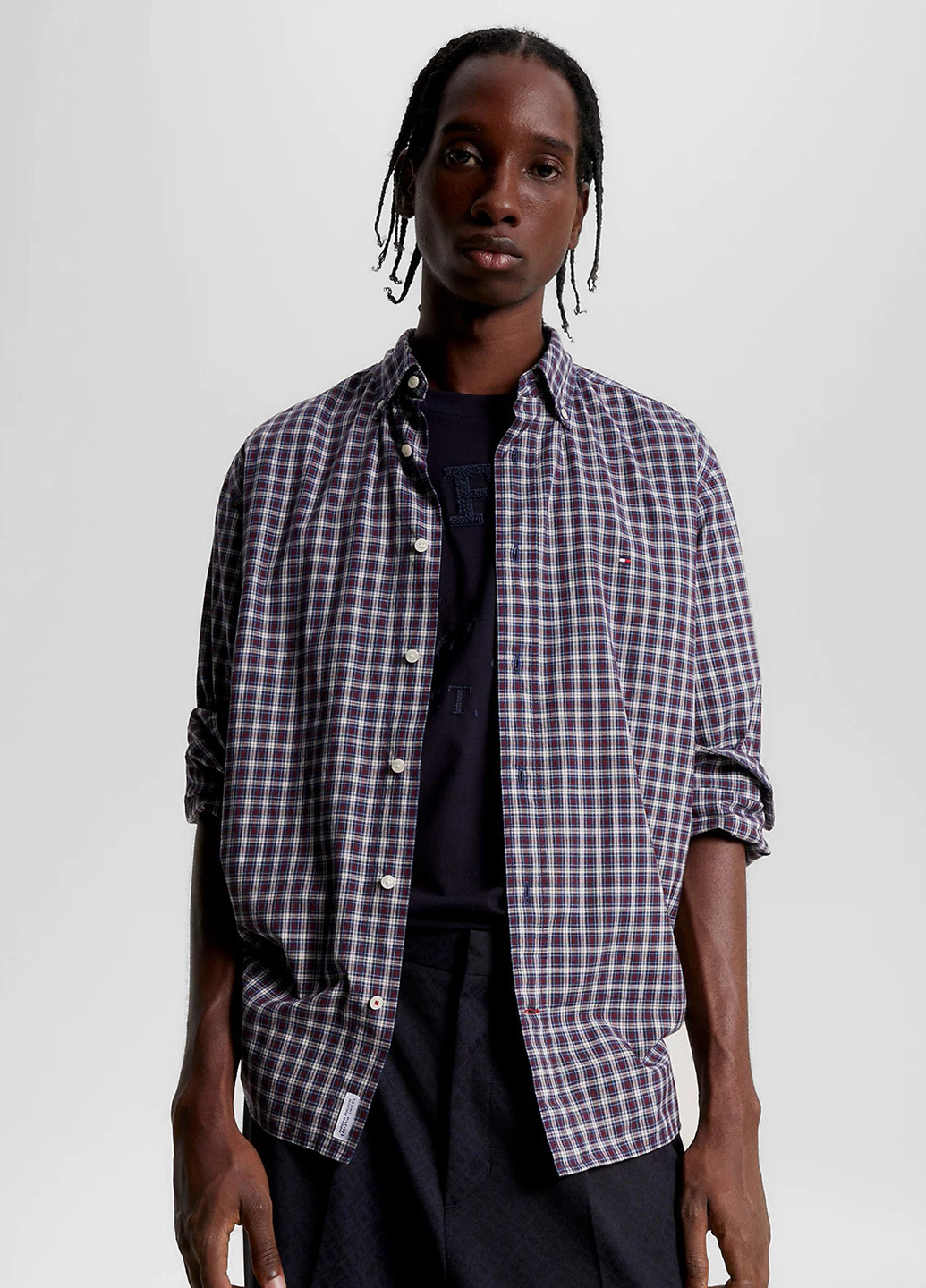 Синяя кэжуал рубашка в клетку Tommy Hilfiger