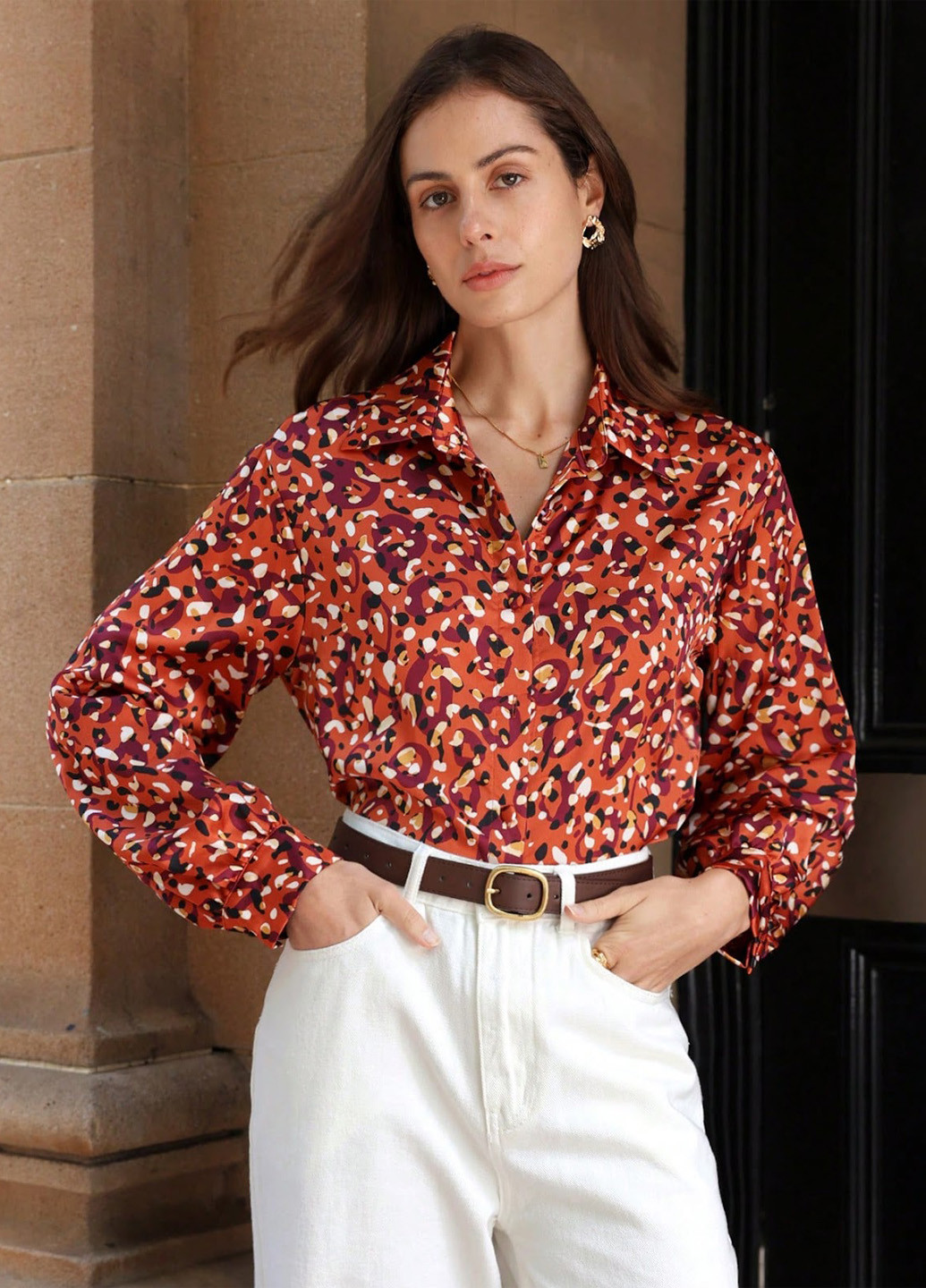 Терракотовая блуза SHEIN