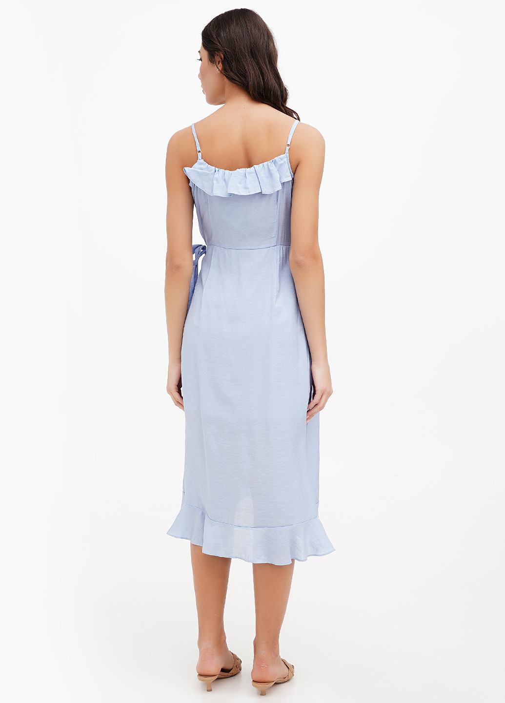 Голубое кэжуал платье на запах Brave Soul однотонное