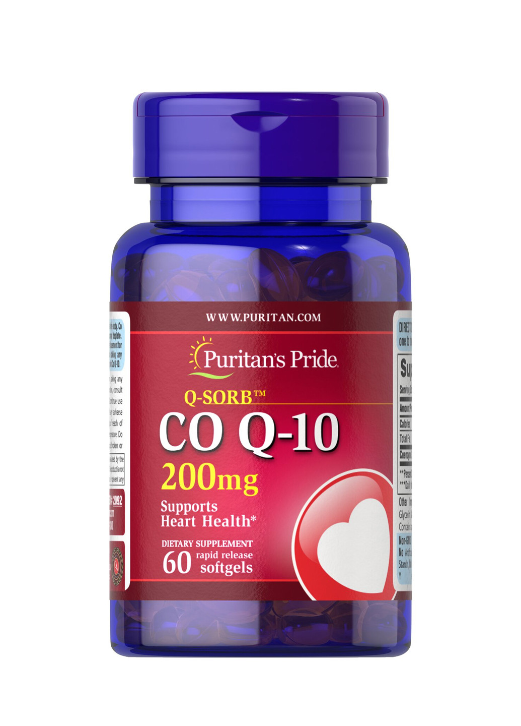Коензим для роботи серця Q-SORB™ Co Q-10 200 mg - 60 Rapid Release Softgels ] Puritans Pride (240192643)
