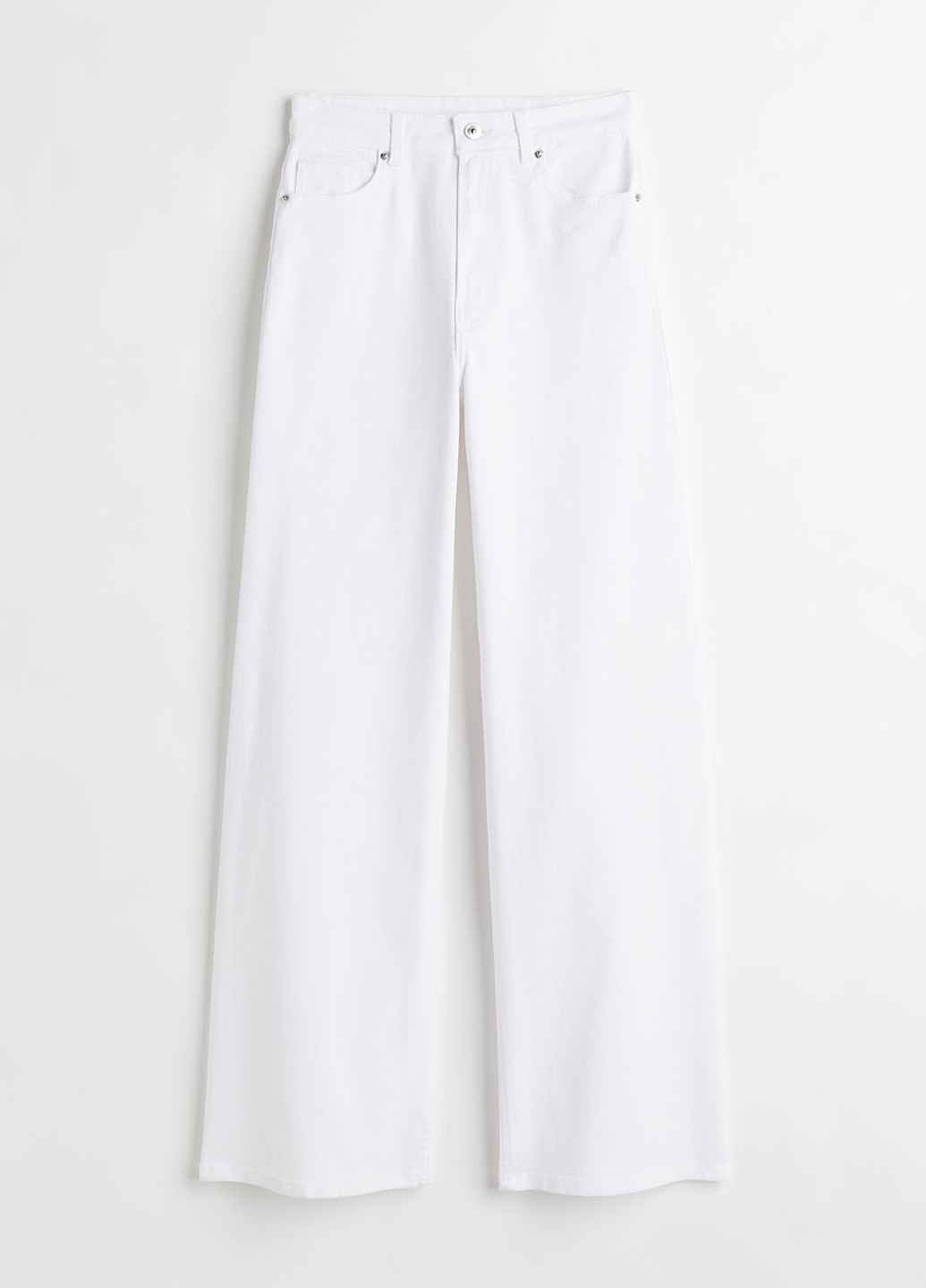 Джинси H&M прямі однотонні білі кежуали бавовна