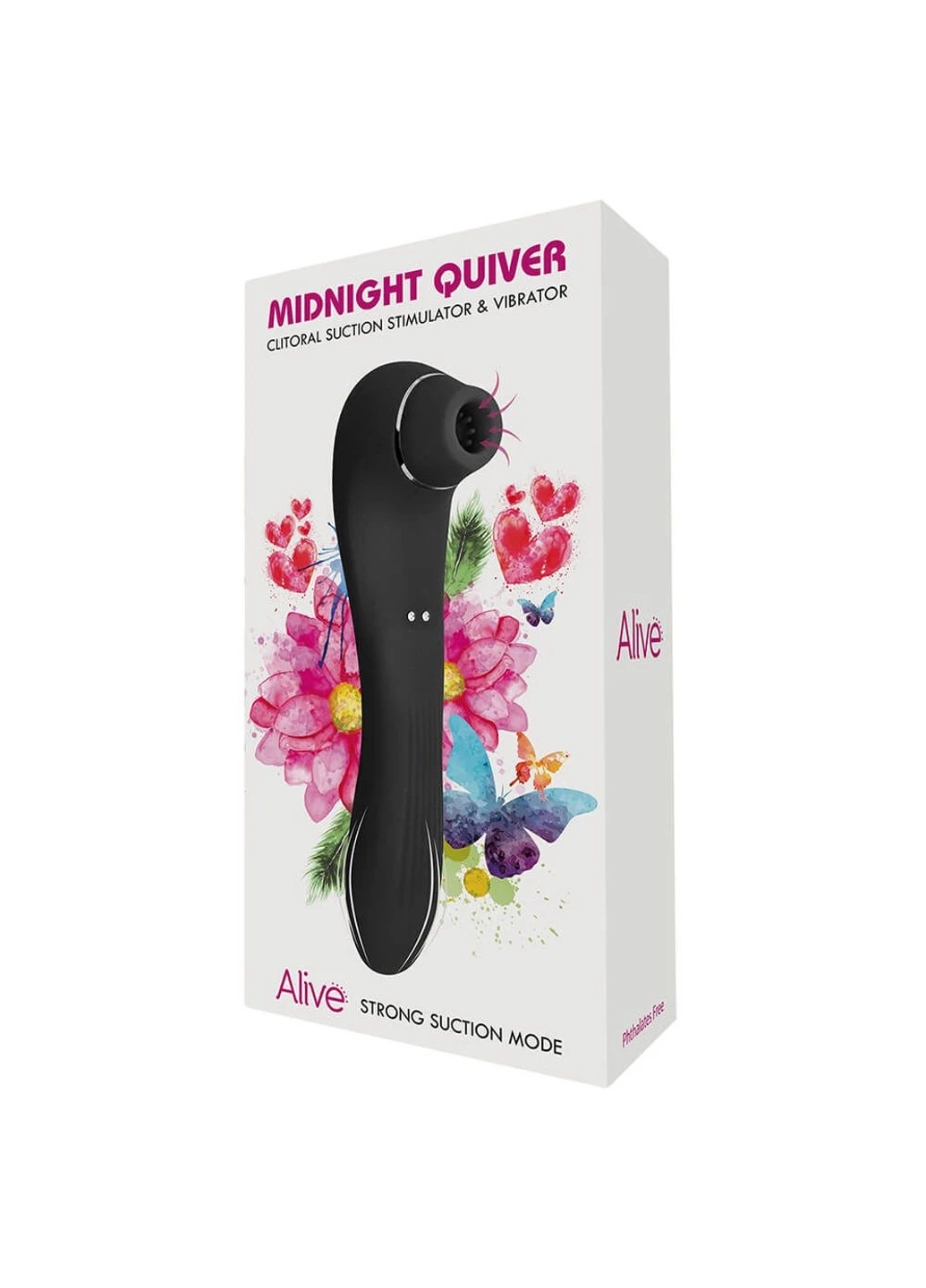 Вібратор і вакуумний кліторальний стимулятор Midnight Quiver Black - секс-іграшка 2в1 Alive (252297499)