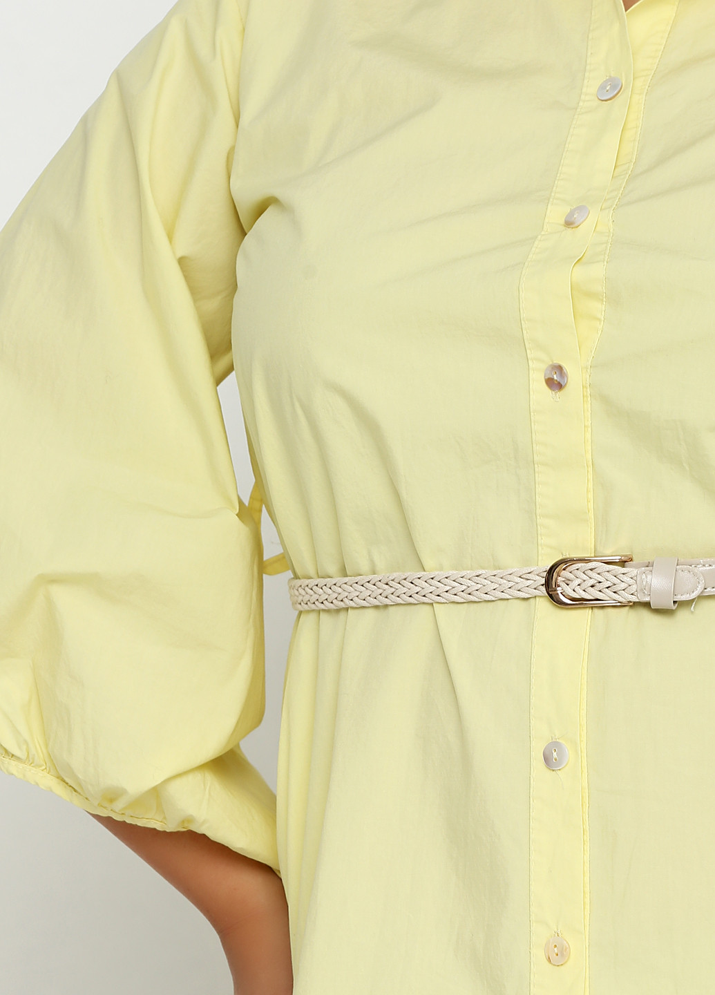 Желтое кэжуал платье рубашка 158С однотонное