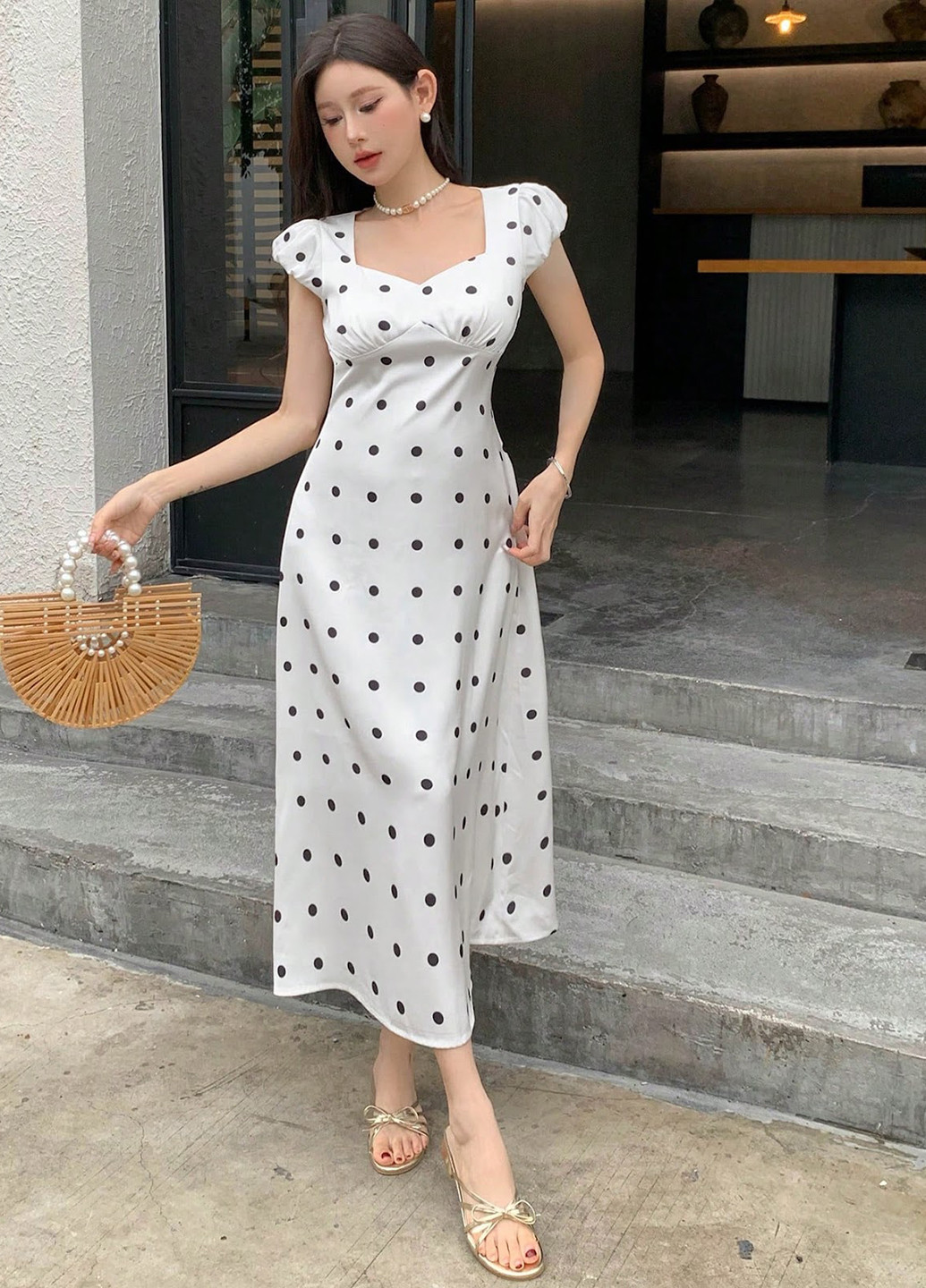 Білий кежуал сукня а-силует SHEIN в горошок