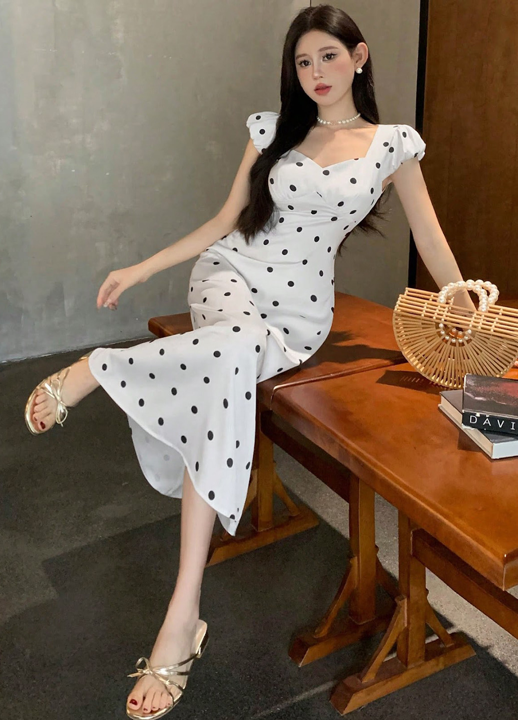 Білий кежуал сукня а-силует SHEIN в горошок