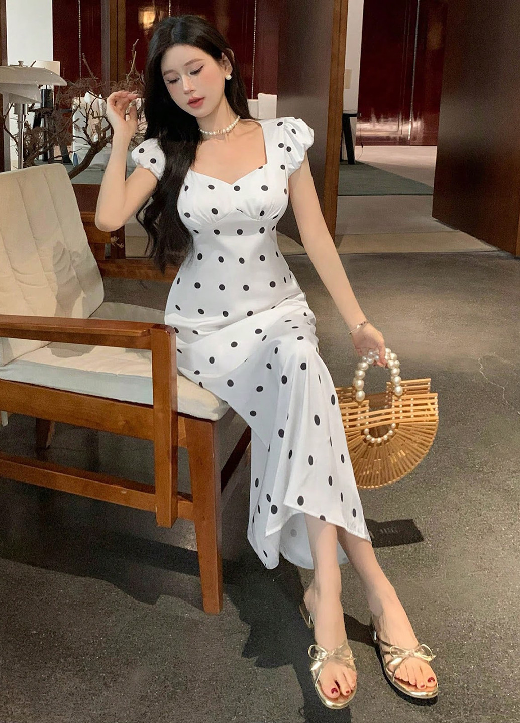 Білий кежуал сукня а-силует SHEIN в горошок