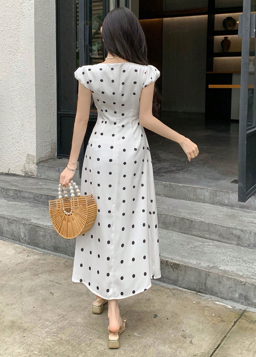 Білий кежуал сукня а-силует SHEIN в горошок