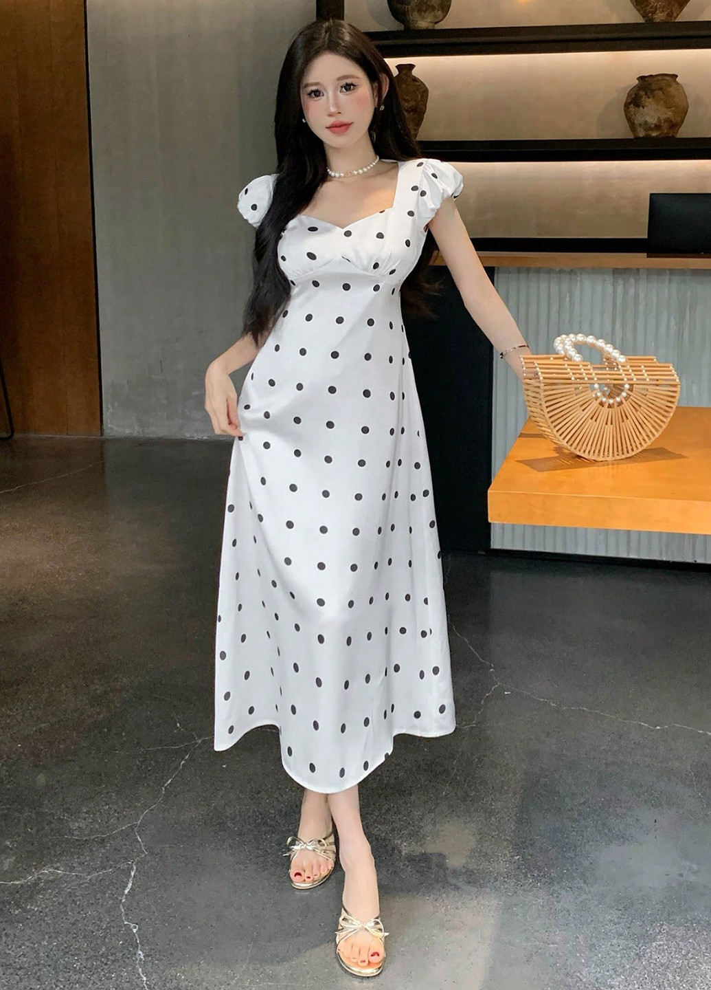 Білий кежуал сукня а-силует SHEIN в горошок