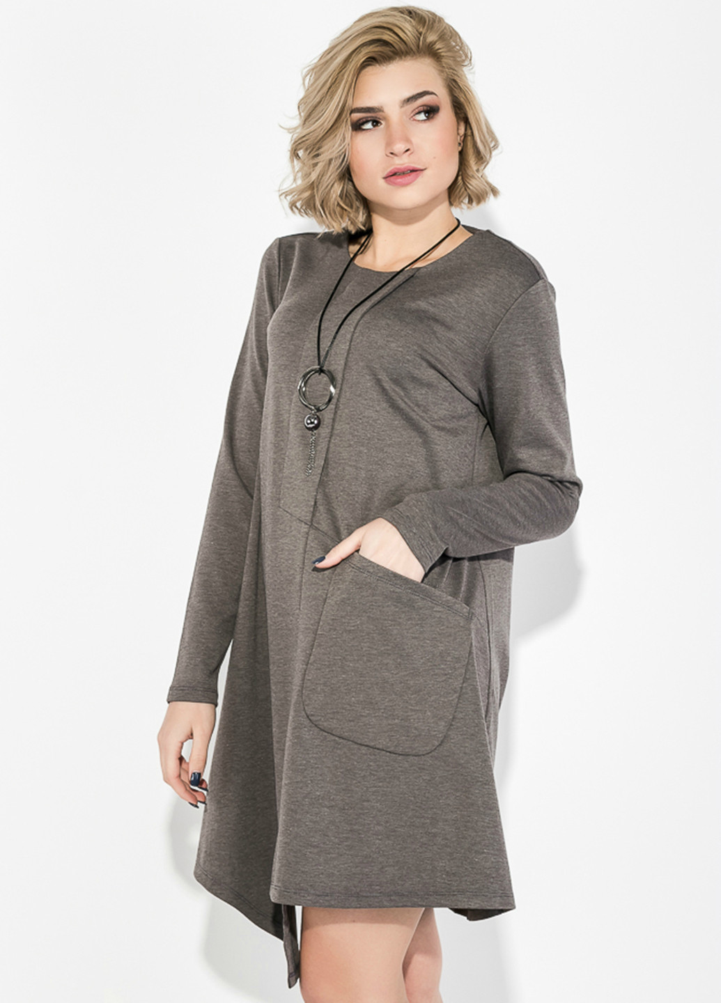 Серое кэжуал платье IMOGEN меланжевое