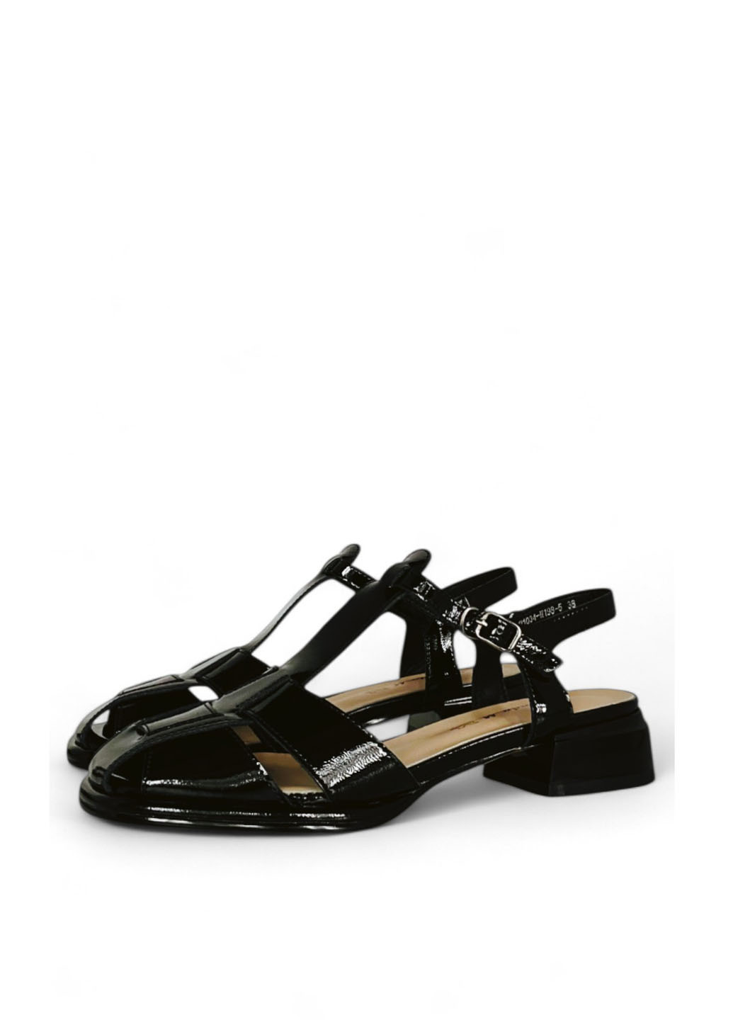 Черные босоножки Melanda.M с ремешком лаковые, плетение