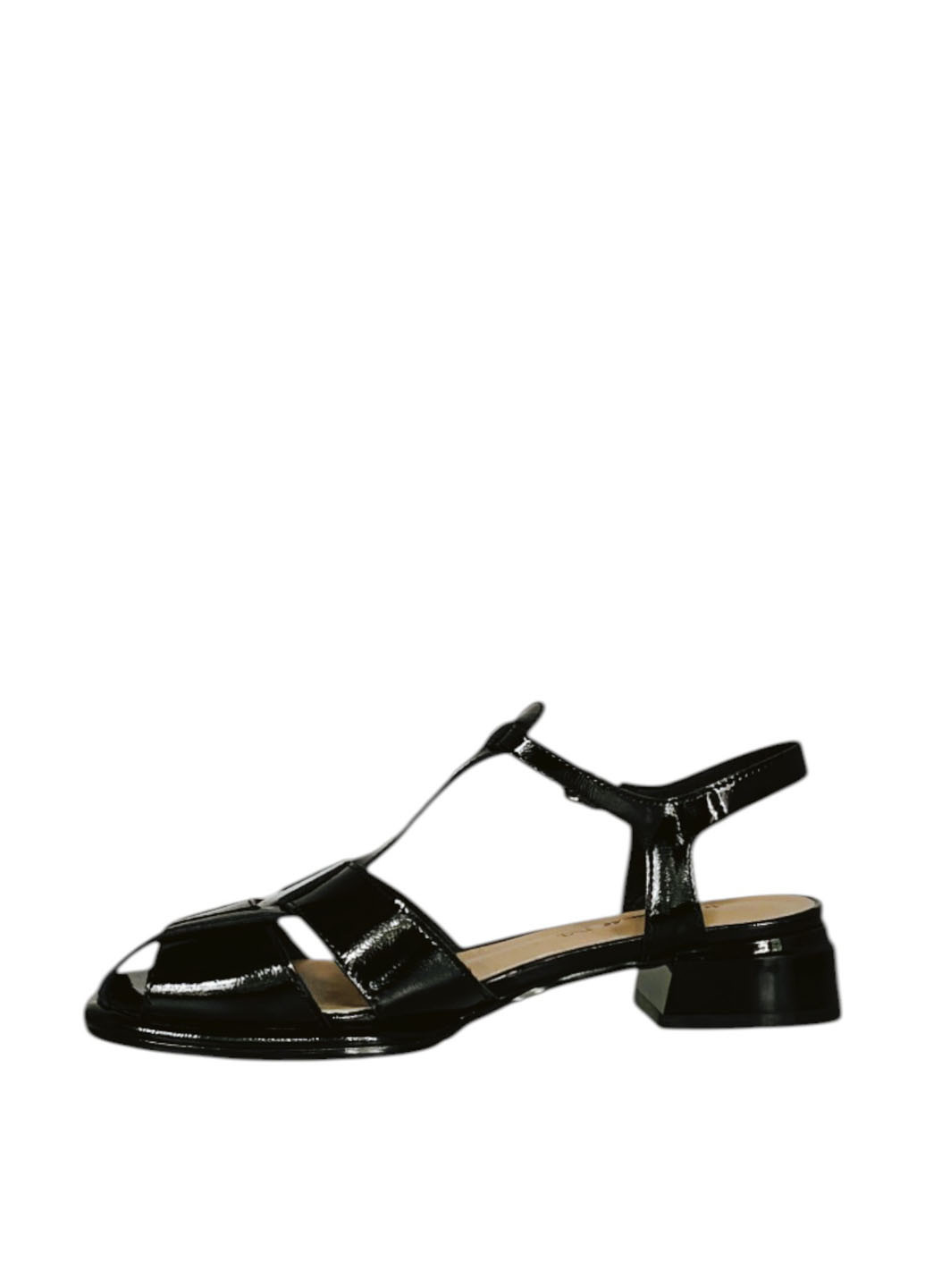 Черные босоножки Melanda.M с ремешком лаковые, плетение