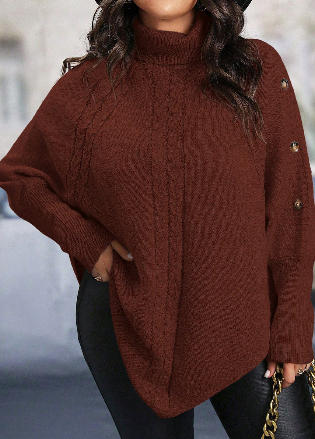 Коричневый демисезонный свитер SHEIN