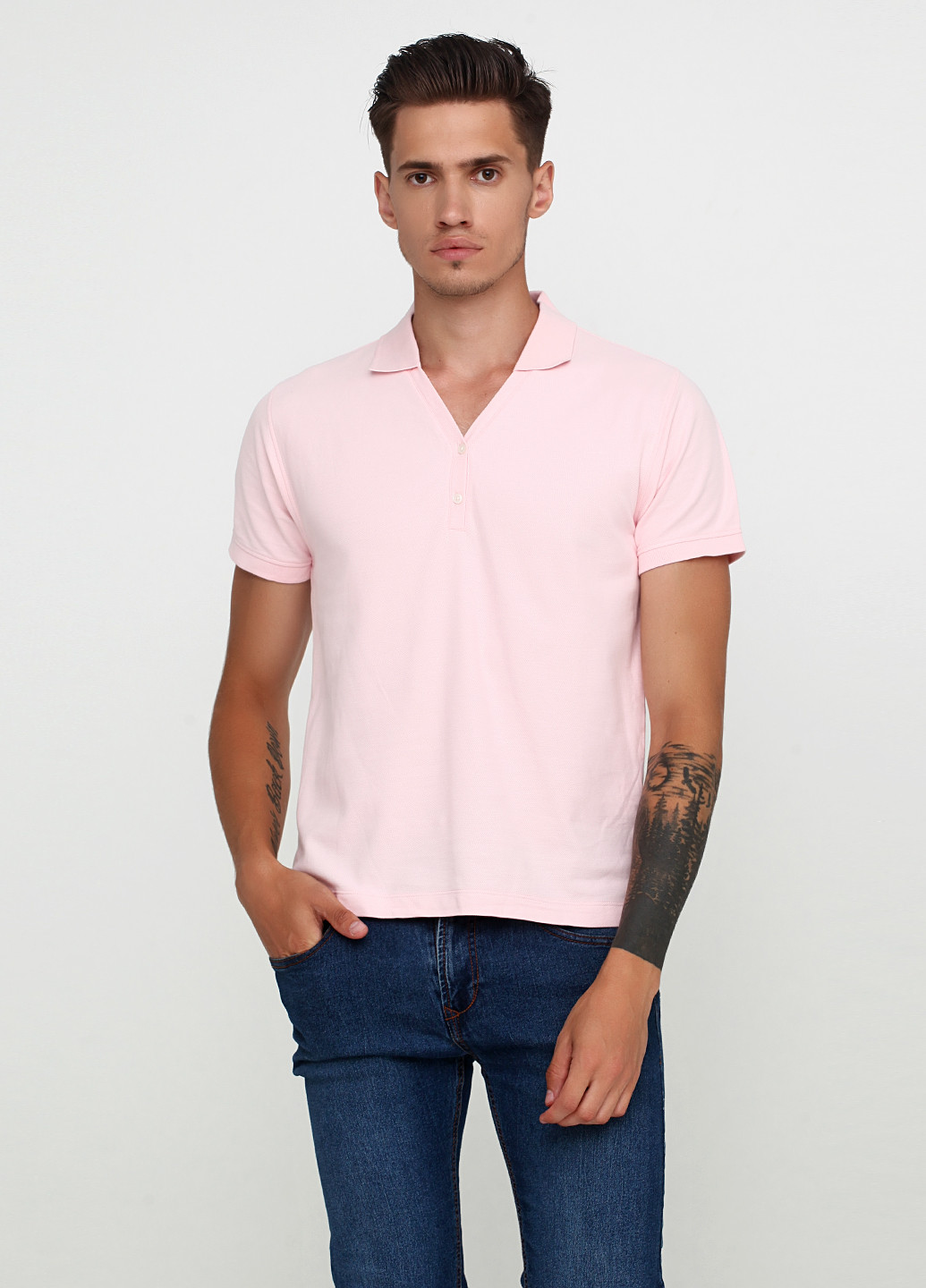 Розовая футболка-поло для мужчин John Devin однотонная