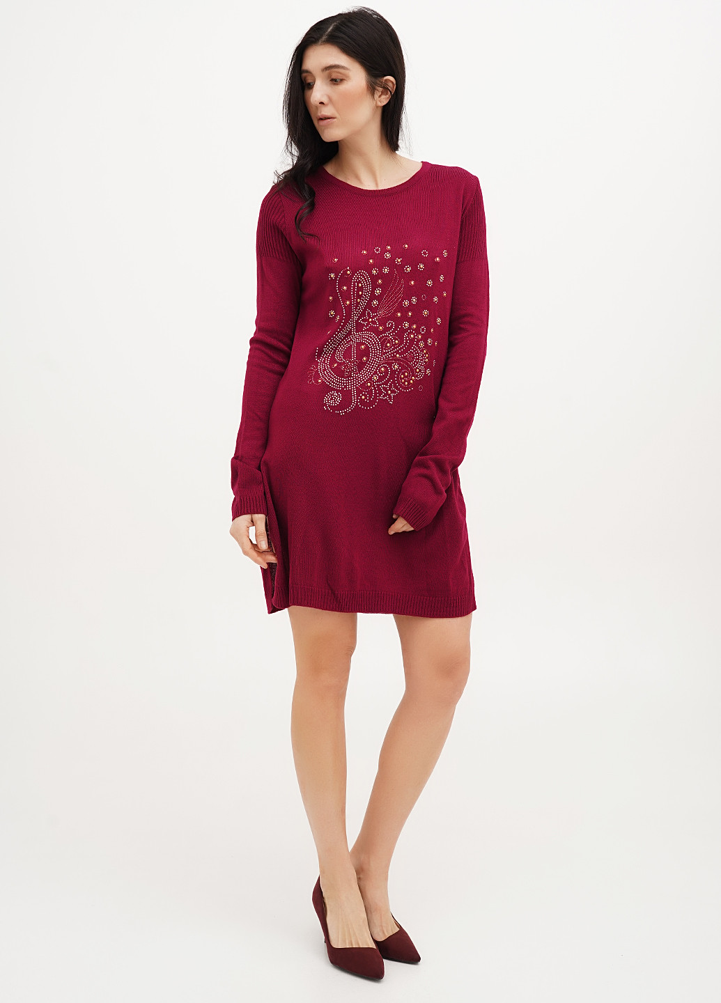 Бордова кежуал сукня сукня светр Imperial однотонна
