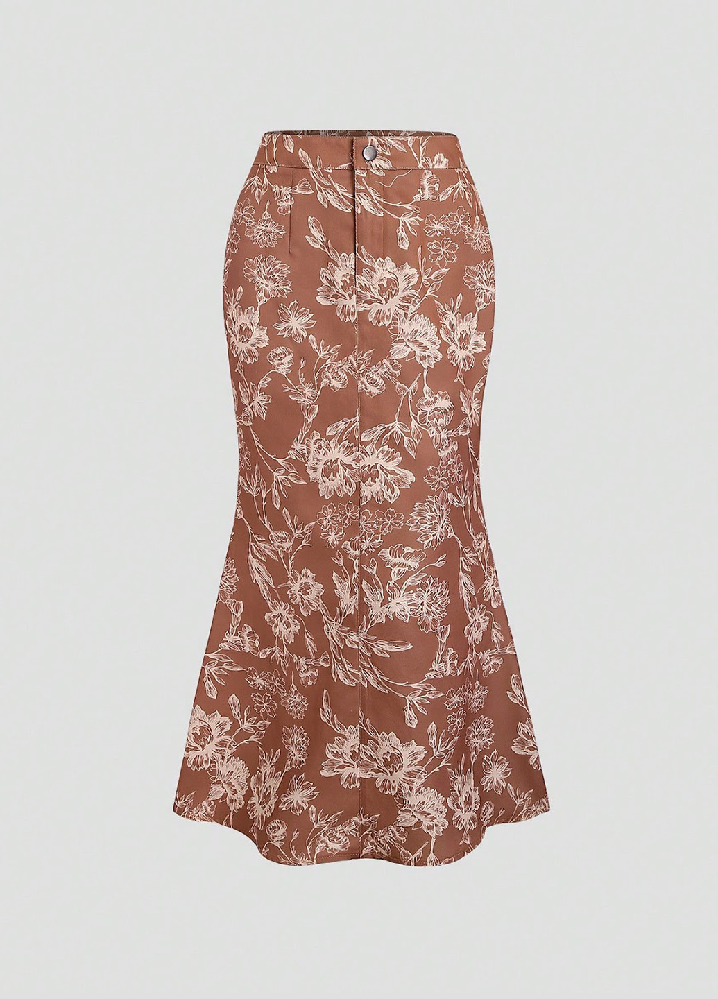 Коричневая кэжуал цветочной расцветки юбка SHEIN а-силуэта (трапеция)
