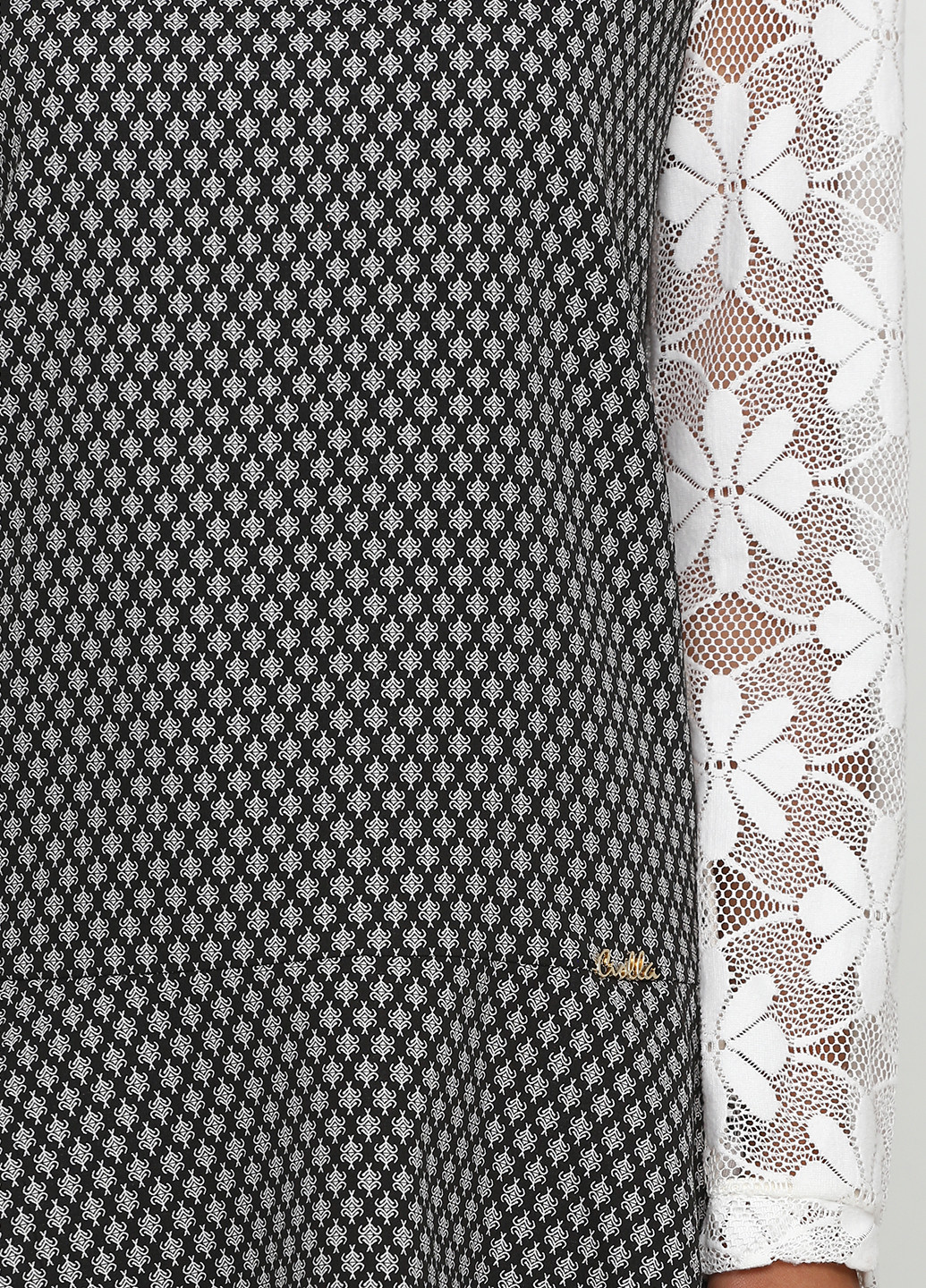 Черно-белое кэжуал платье а-силуэт Sassofono с узором пье-де-пуль «гусиная лапка»