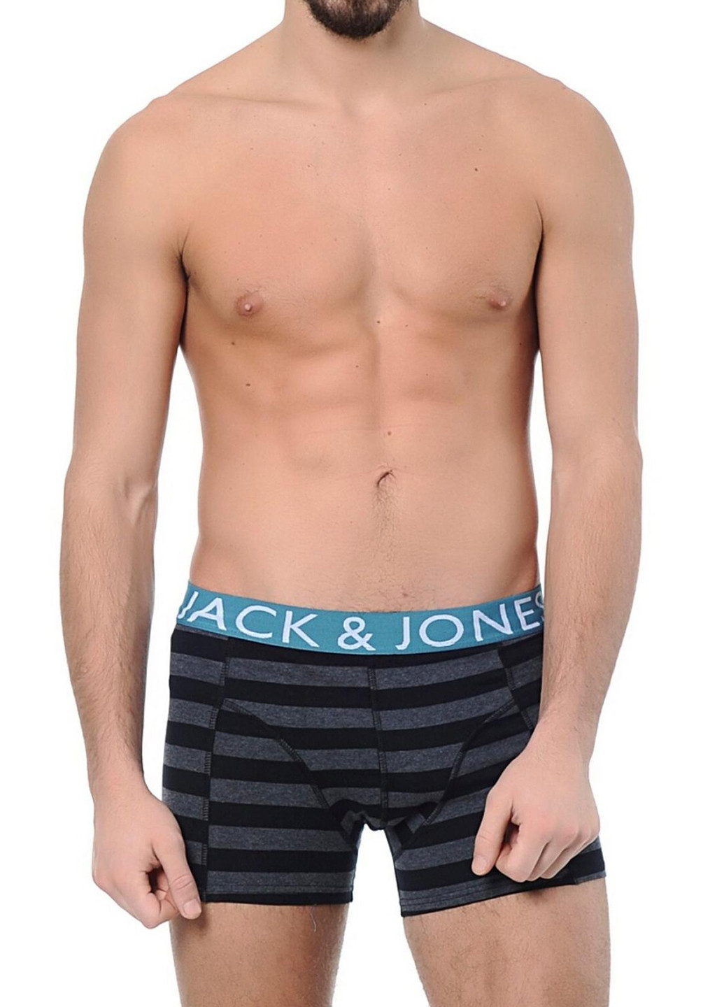 Трусы Jack & Jones боксеры логотипы серые повседневные трикотаж, хлопок