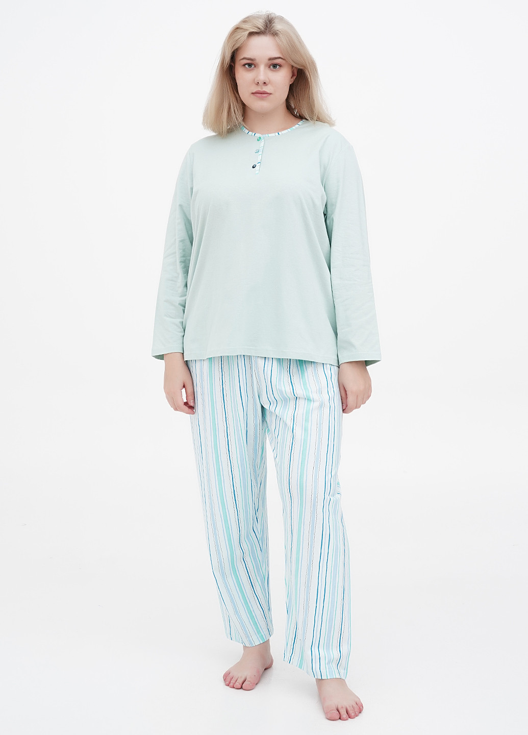 Мятная всесезон пижама (лонгслив, брюки) лонгслив + брюки Ascafa