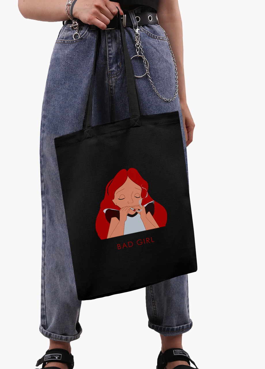 Еко сумка шоппер черная Алиса плохая девочка Дисней (Alice is a bad girl Disney) (9227-1441-BK) MobiPrint (236391107)