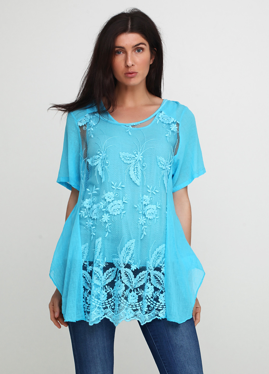 Темно-голубая летняя блуза Italy Moda