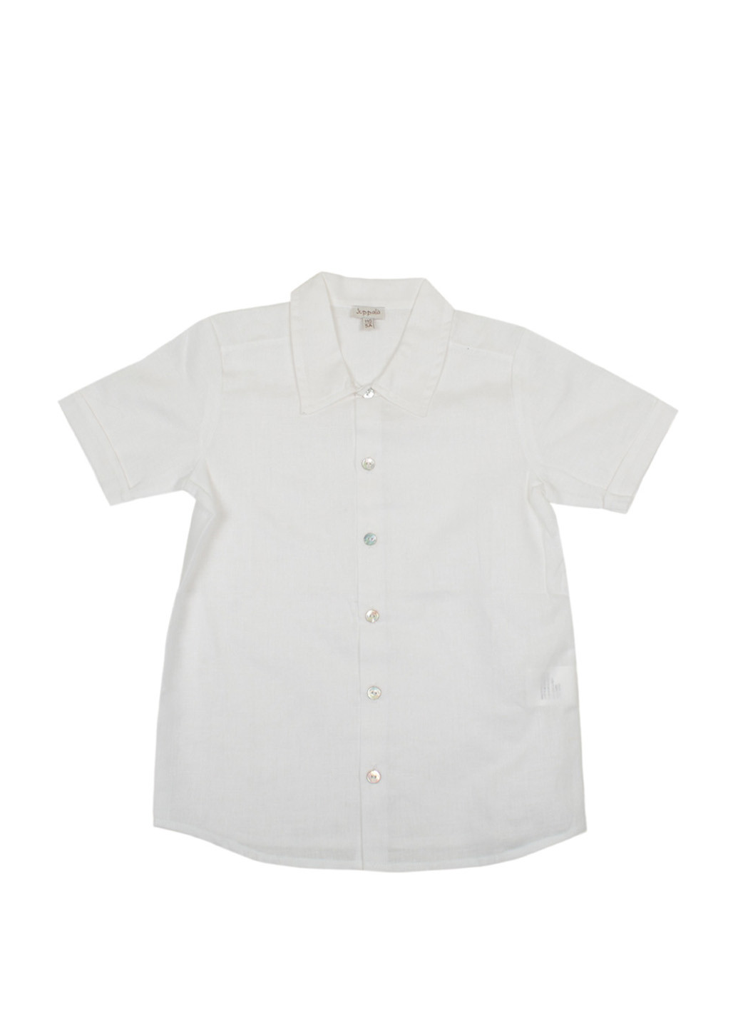 Белая кэжуал рубашка однотонная Juppala с коротким рукавом