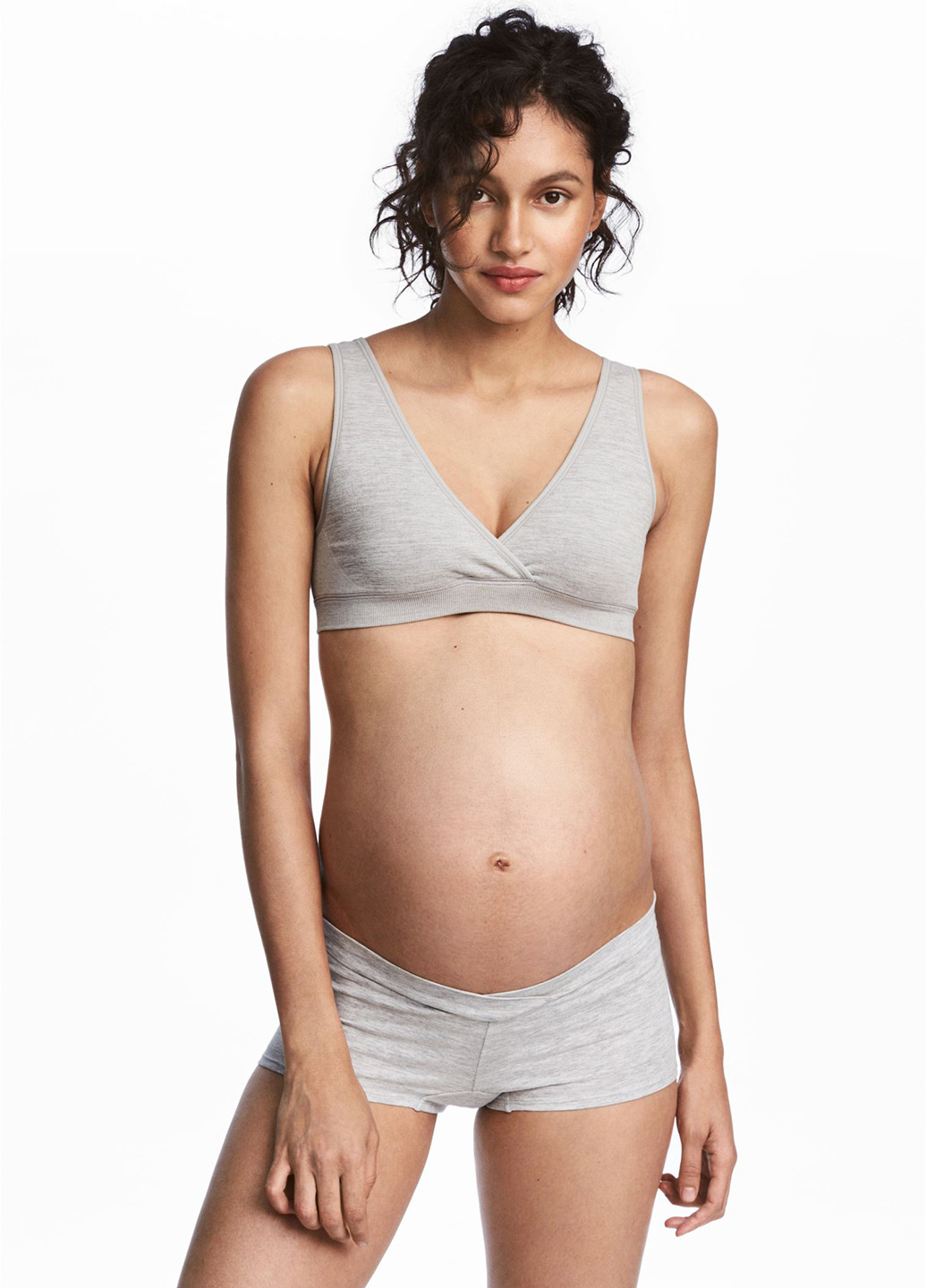 Трусы для беременных H&M меланжи серые повседневные хлопок, трикотаж