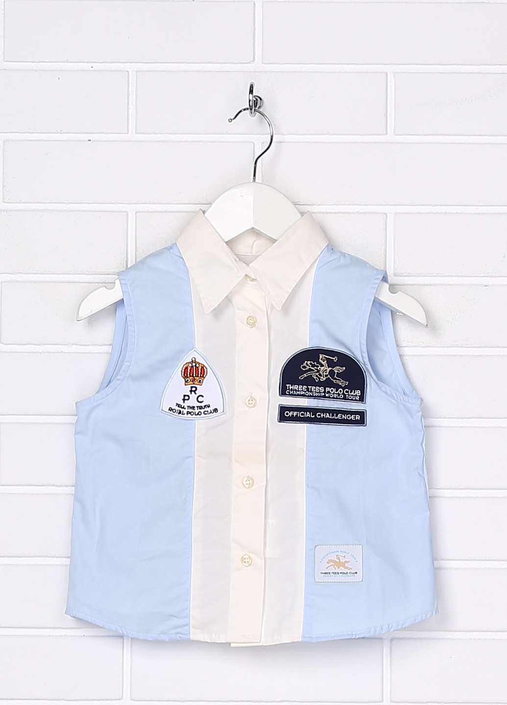 Голубая с надписью блузка без рукава Polo Club летняя