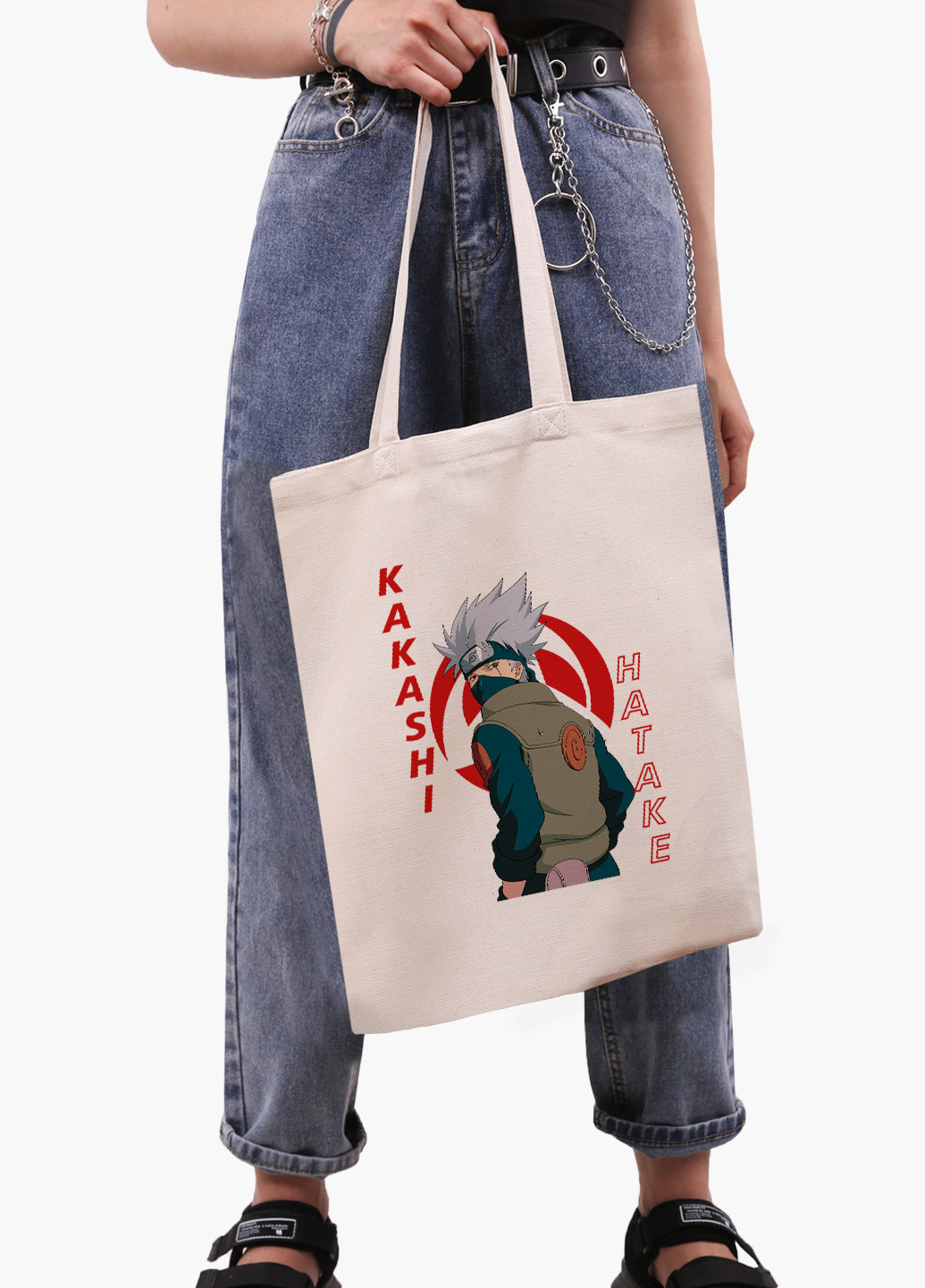 Эко сумка шоппер белая Хатакэ Какаши (Hatake Kakashi) (9227-2820-WT-1) Еко сумка шоппер біла 41*35 см MobiPrint (221683061)
