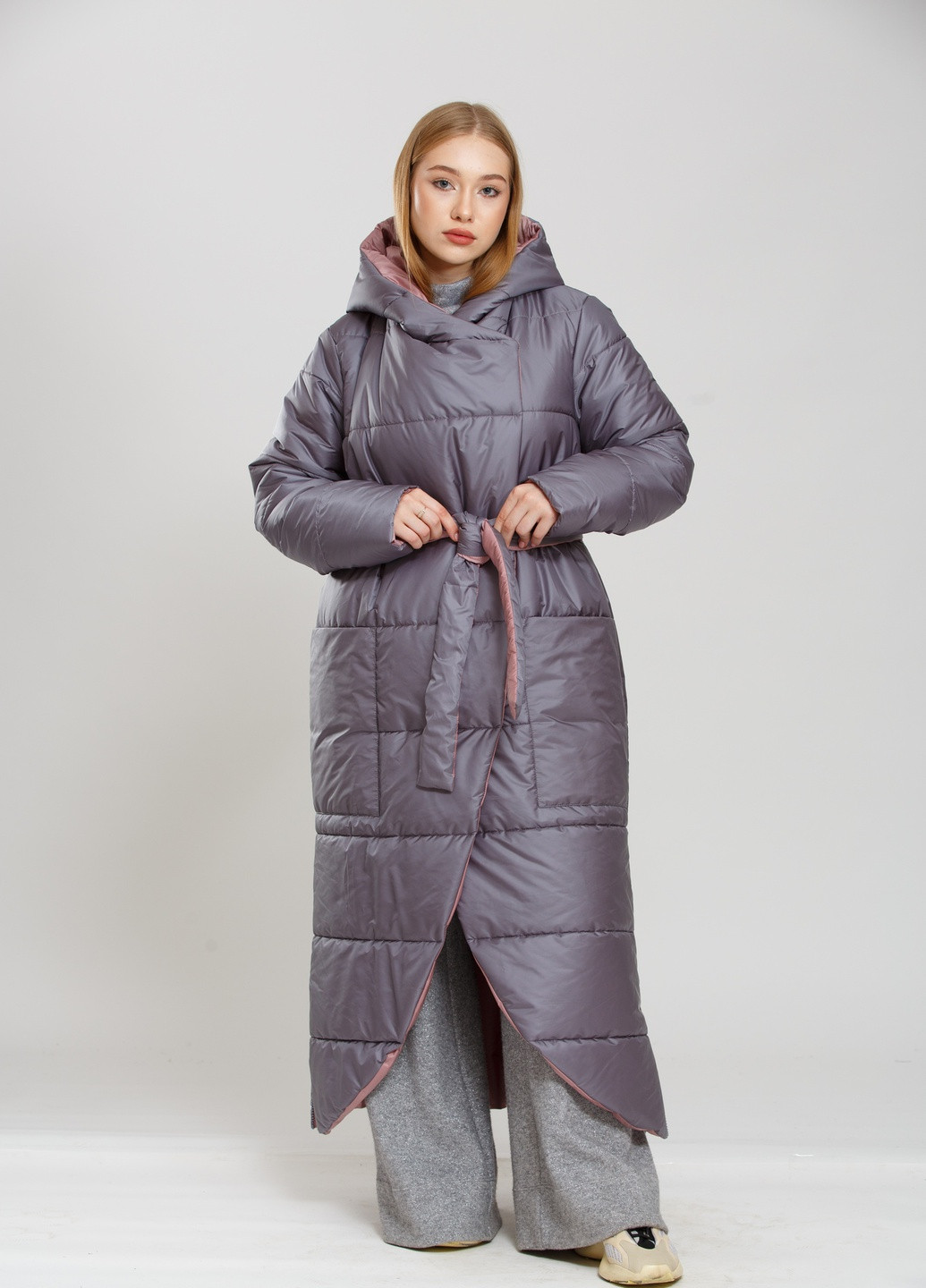 Серое зимнее Пальто Alberto Bini