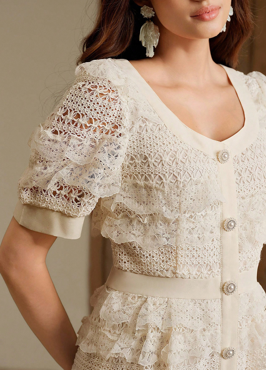 Кремова кежуал сукня SHEIN однотонна