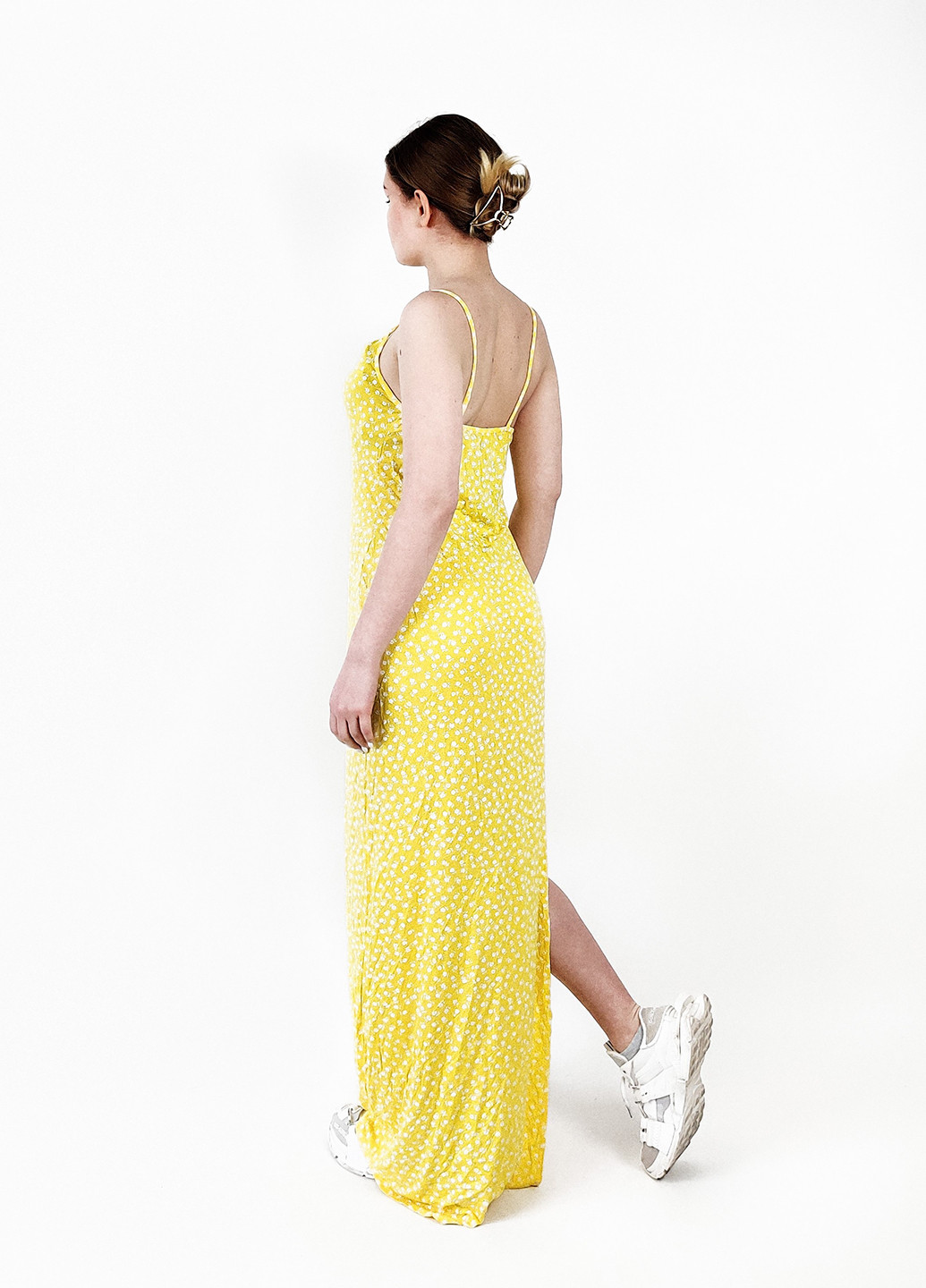 Желтое кэжуал платье платье-майка Boohoo в горошек
