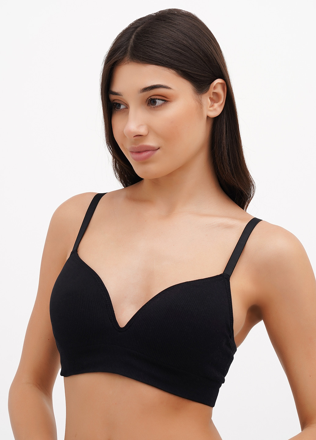 Чёрный бралетт бюстгальтер Ouno без косточек хлопок