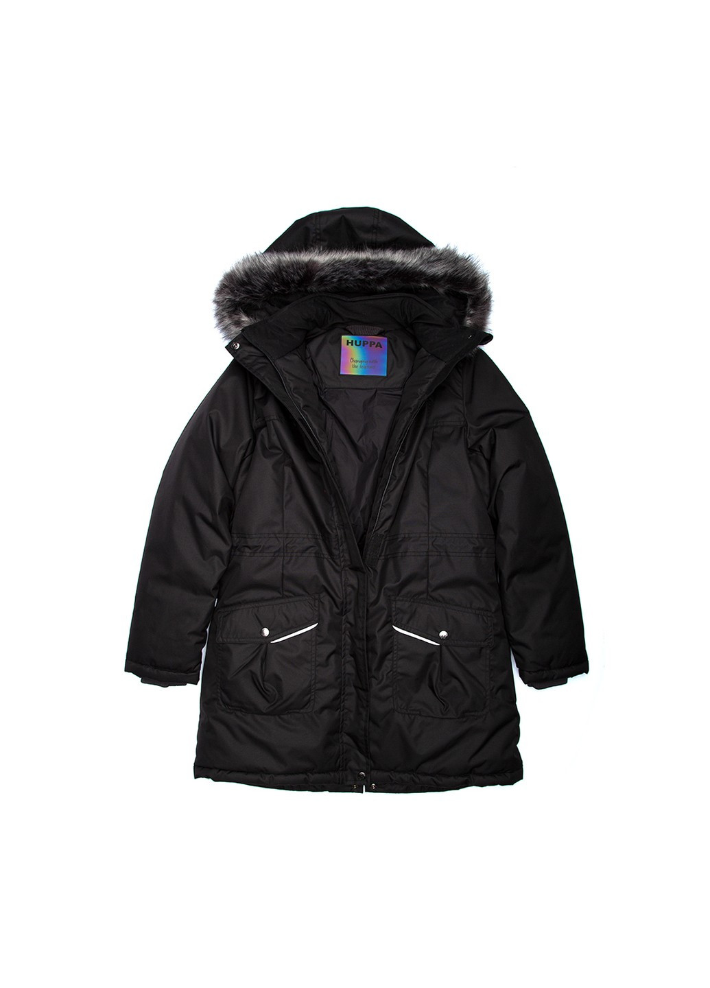 Чорна зимня куртка подовжена зимова mona 2 Huppa