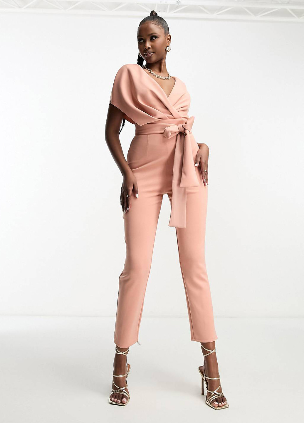 Комбінезон Asos комбінезон-брюки однотонний рожевий кежуал поліестер