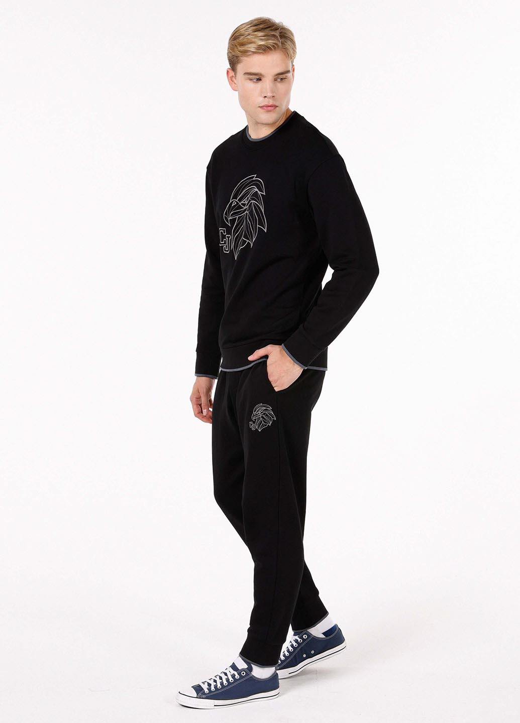 Черные кэжуал, спортивные демисезонные джоггеры брюки Colin's