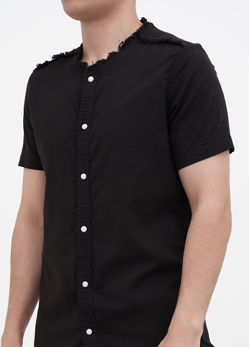 Черная кэжуал рубашка однотонная No Brand