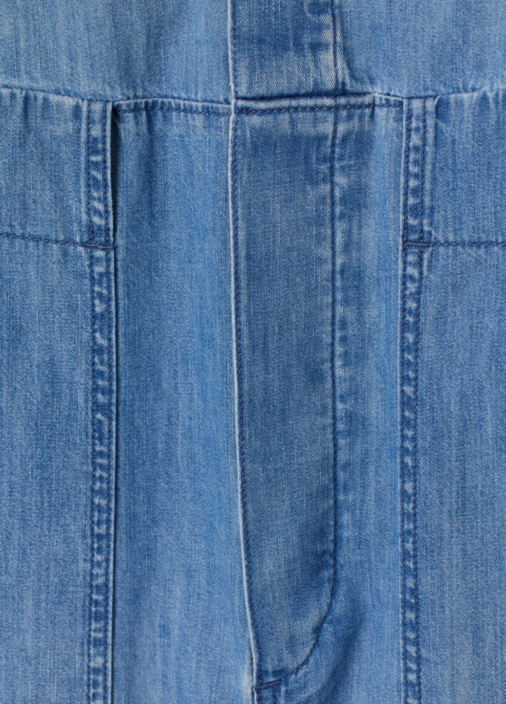 Комбинезон H&M комбинезон-брюки однотонный тёмно-голубой денил, кэжуал хлопок