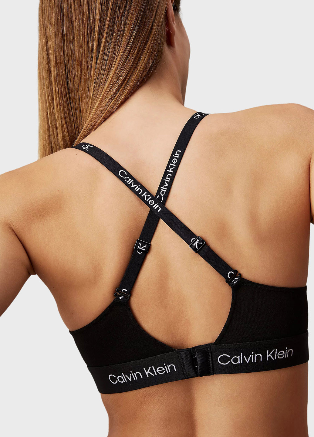 Чёрный топ бюстгальтер Calvin Klein без косточек хлопок