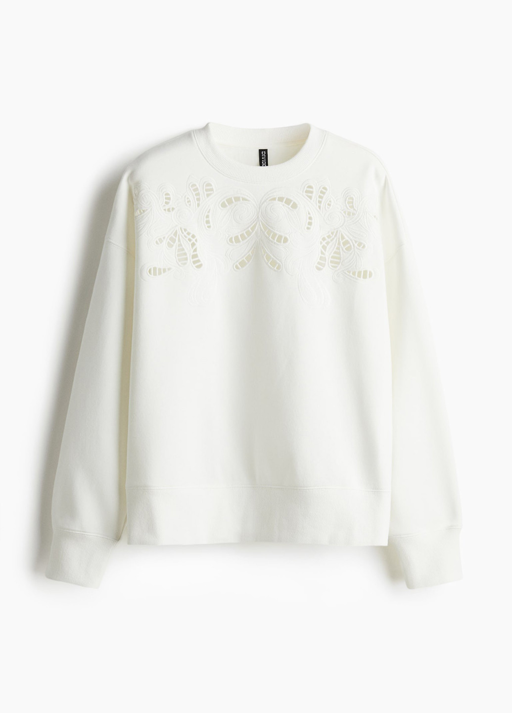 Білий світшот H&M однотонний вишивка рішельє (366778438)