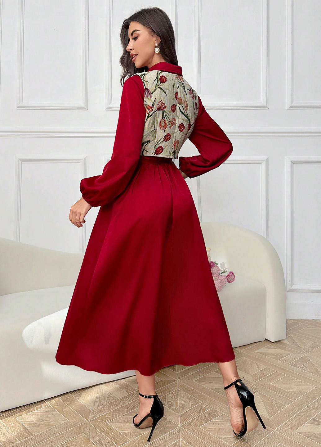 Червоний демісезонний комплект (жилет, сукня) SHEIN