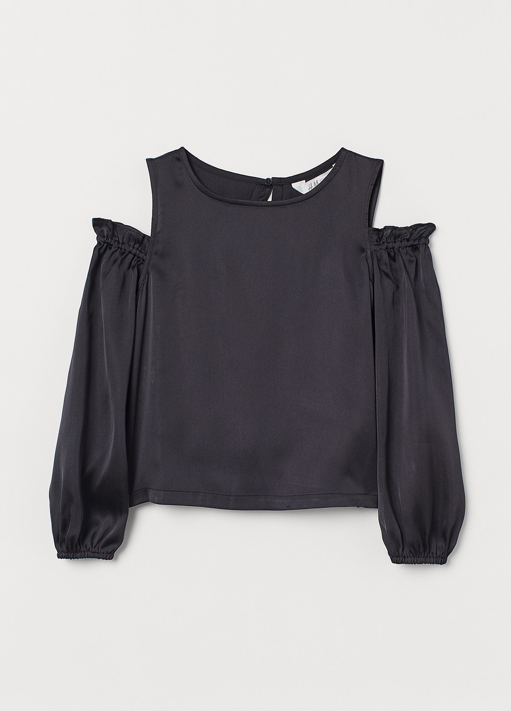Черная однотонная блузка H&M демисезонная