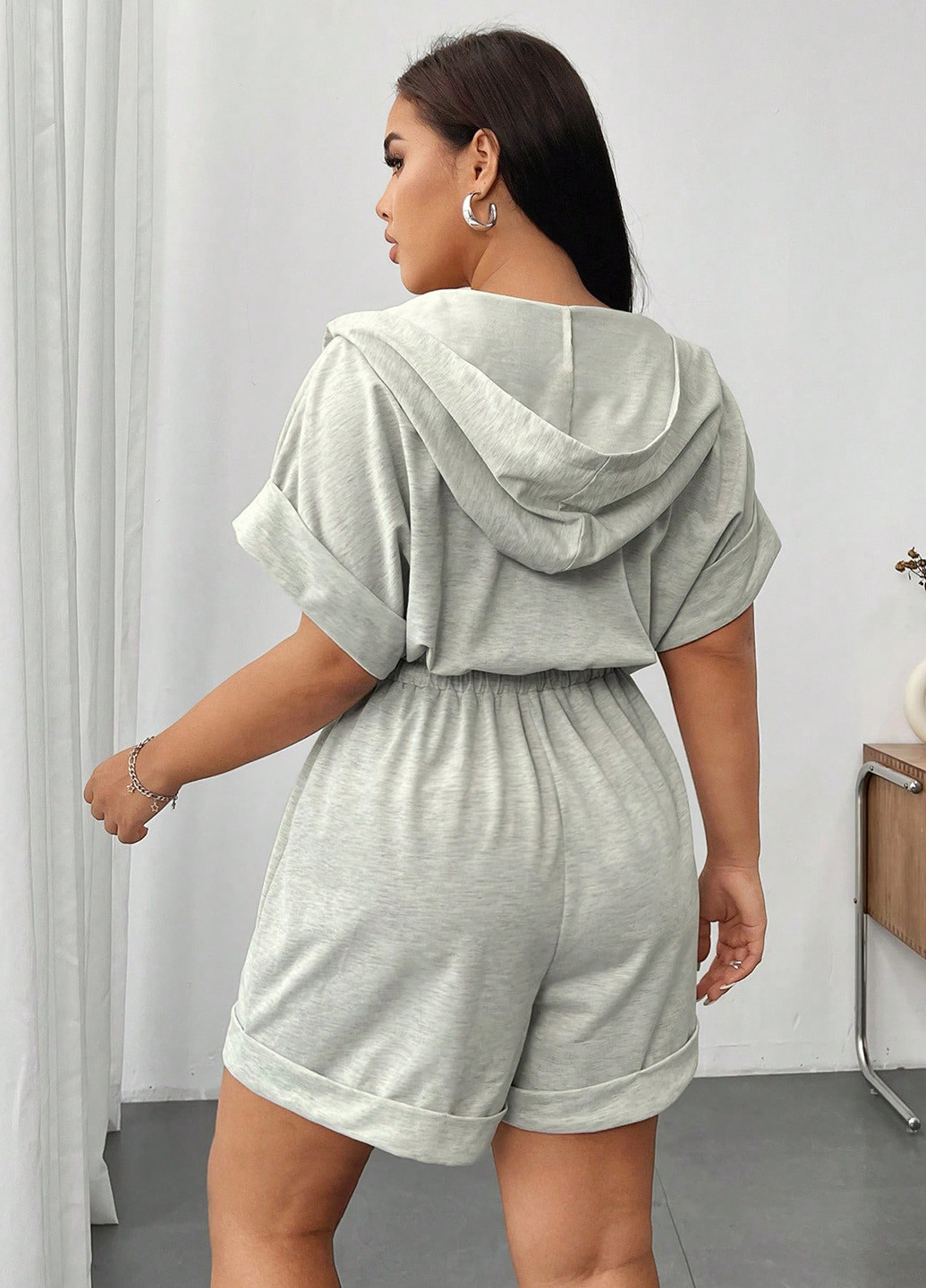 Комбінезон SHEIN комбінезон-шорти меланж світло-сірий кежуал поліестер